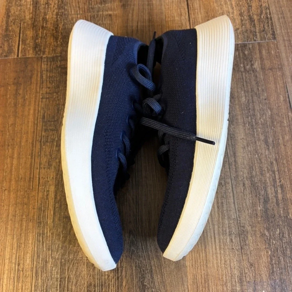 Allbirds Tree Runner Marine Blue White Knit Walking Shoes Womens Sz 9 Sneaker